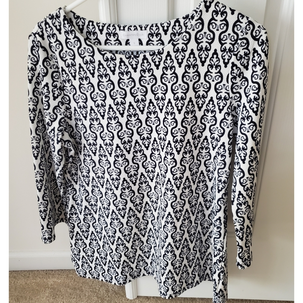 Printed Black and White Blouse
